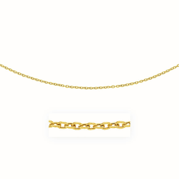 3.5mm 14k Yellow Gold Pendant Chain with Textured Links