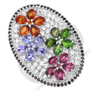 5.01 Carat Genuine Multi Stones .925 Sterling Silver Ring-1