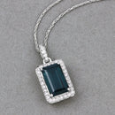 3.55 Carat Genuine Green Tourmaline and White Diamond 14K White Gold Pendant-2