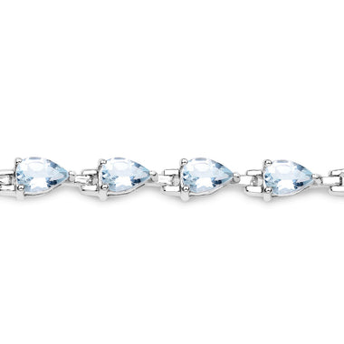 7.00 Carat Genuine Aquamarine .925 Sterling Silver Bracelet - 0