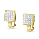 14K Yellow Gold 3-1/5 Cttw Princess Cut Diamond Â¾ Square Invisible Set Grid Huggy Style Omega Back Stud Earrings (G-H Color, VS1-VS2 Clarity)-4