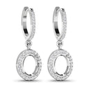 0.32 Carat Genuine White Diamond 14K White Gold Semi Mount Earrings - holds 8x6mm Oval Gemstones-4