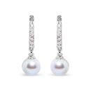 10K White Gold 6x6 MM Cultured Freshwater Pearl and Diamond Accent Drop Huggy Earring (H-I Color, I1-I2 Clarity)-4