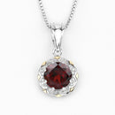 2.32 Carat Genuine Garnet and White Diamond 14K Yellow Gold with .925 Sterling Silver Pendant-2