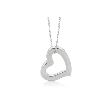 14k White Gold Heart Pendant - 0