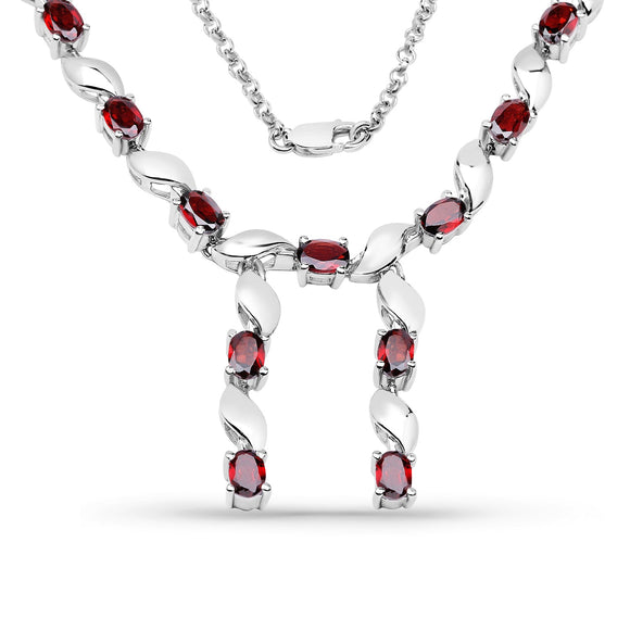 7.65 Carat Genuine Garnet .925 Sterling Silver Necklace