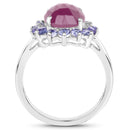 5.53 Carat Genuine Pink Sapphire & Tanzanite .925 Sterling Silver Ring-2