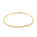 2.0mm 10k Yellow Gold Diamond Cut Rope Anklet-2