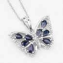 1.67 Carat Genuine Blue Sapphire and White Zircon .925 Sterling Silver Pendant-4