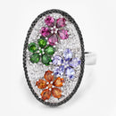 5.01 Carat Genuine Multi Stones .925 Sterling Silver Ring-4