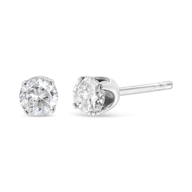 14K White Gold 1.0 Cttw 4-Prong Set Brilliant Round-Cut Solitaire Lab Grown Diamond Push Back Stud Earrings (E-F Color, VVS2-VS1 Clarity) - 0