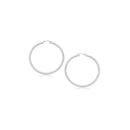 14k White Gold Polished Hoop Earrings (15 mm)-1
