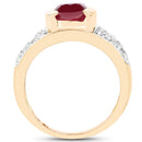 14K Rose Gold Plated 1.95 Carat Genuine Glass Filled Ruby & White Diamond .925 Sterling Silver Ring-2
