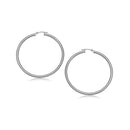 10k White Gold Polished Hoop Earrings (25 mm)-1