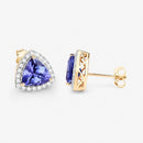 3.82 Carat Genuine Tanzanite and White Diamond 14K Yellow Gold Earrings-4