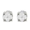.925 Sterling Silver 1/2 cttw Prong Set Round-Cut Diamond Cluster Stud Earring (I-J Color, I2-I3 Clarity)-62