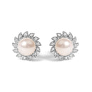 10K White Gold Heirloom-Style Pearl and Diamond Accent Halo Stud Earrings (I-J color, I1-I2 Clarity)-1