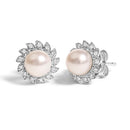 10K White Gold Heirloom-Style Pearl and Diamond Accent Halo Stud Earrings (I-J color, I1-I2 Clarity)-2