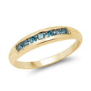 14K Yellow Gold Plated 0.35 Carat Genuine Blue Diamond .925 Sterling Silver Ring-1