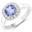 1.51 Carat Genuine Tanzanite and White Topaz .925 Sterling Silver ring-1