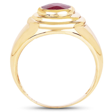 14K Yellow Gold Plated 1.65 Carat Genuine Glass Filled Ruby .925 Sterling Silver Ring - 0
