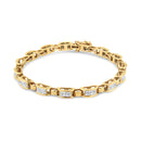 14K Yellow Gold 2 1/2 Cttw Princess-Cut Diamond Link Tennis Bracelet (H-I Color, SI2-I1 Clarity) - 7.25"-1