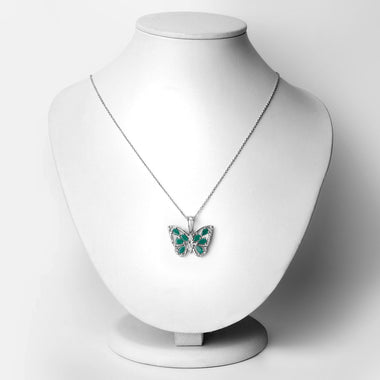 1.91 Carat Genuine Emerald and White Zircon .925 Sterling Silver Pendant - 0