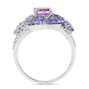 2.88 Carat Genuine Amethyst, Tanzanite & White Topaz .925 Sterling Silver Ring-2