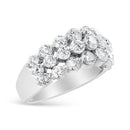 10K White Gold 2 1/2 Cttw Round Natural Diamond 3 Row Band Ring (I-J Color, I1-I2 Clarity) - Ring Size 7-3
