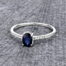 0.54 Carat Genuine Blue Sapphire and White Diamond 14K White Gold Ring-4