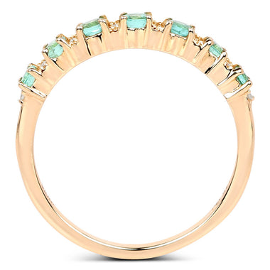 0.41 Carat Genuine Zambian Emerald and White Diamond 14K Yellow Gold Ring - 0
