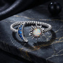 925 Sterling Silver Oxidized Silver Pavé Setting CZ Translucent Opal Ring-1