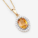 1.78 Carat Genuine Yellow Sapphire and White Diamond 14K Yellow Gold Pendant-4