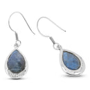 9.13 Carat Genuine Labradorite And White Topaz .925 Sterling Silver Earrings-2