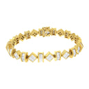 14K Yellow Gold 7.50 Cttw Princess and Baguette Diamond Geometric Link Bracelet-2