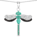 1.87 Carat Genuine Zambian Emerald and White Topaz .925 Sterling Silver Pendant-1
