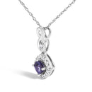10K White Gold Blue Purple Tanzanite and Diamond Accent Cushion Drop Pendant Necklace - 18" Inches-3
