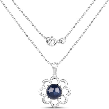4.65 Carat Genuine Blue Sapphire .925 Sterling Silver Pendant - 0
