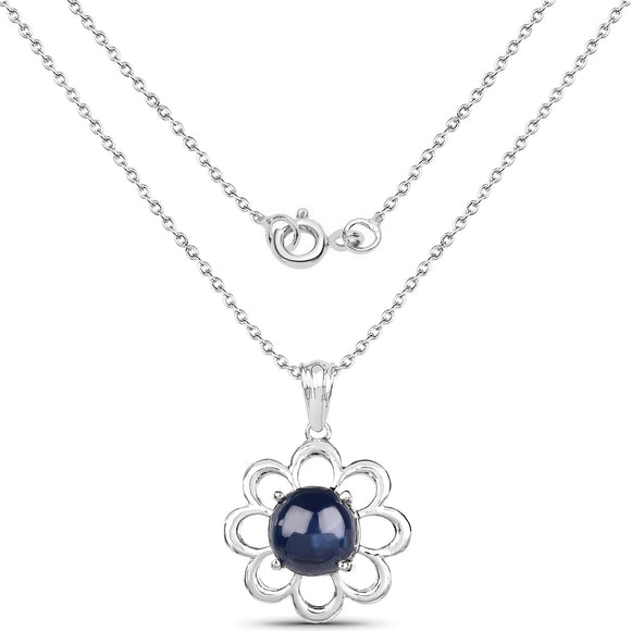 4.65 Carat Genuine Blue Sapphire .925 Sterling Silver Pendant