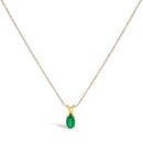 14K Yellow Gold Oval Green Emerald Solitaire Pendant Necklace - 18" Inches-1