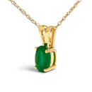 14K Yellow Gold Oval Green Emerald Solitaire Pendant Necklace - 18" Inches-3