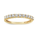 14K Yellow Gold Plated .925 Sterling Silver 1/2 cttw Shared Prong Set Brilliant Round-Cut Diamond 11 Stone Band Ring (J-K Color, SI1-SI2 Clarity) - Size 7-1