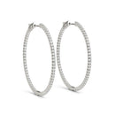 14k White Gold Slim Two Sided Diamond Hoop Earrings (1 1/2 cttw)-1