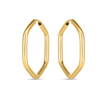 14k Yellow Gold Endless Hexagon Hoop Earrings - 0