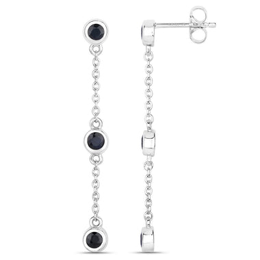 0.66 Carat Genuine Blue Sapphire .925 Sterling Silver Earrings - 0