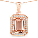 1.98 Carat Genuine Morganite and White Diamond 14K Rose Gold Pendant-1