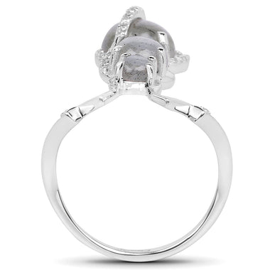 2.79 Carat Genuine Labradorite And White Topaz .925 Sterling Silver Ring - 0