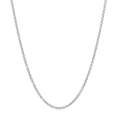 14k White Gold Round Cable Link Chain 1.5mm - 0