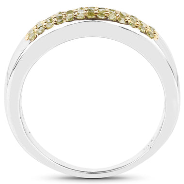 0.22 Carat Genuine Yellow Diamond .925 Sterling Silver Ring - 0