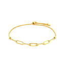 14K Yellow Gold Adjustable Bracelet with Paperclip Chain-2